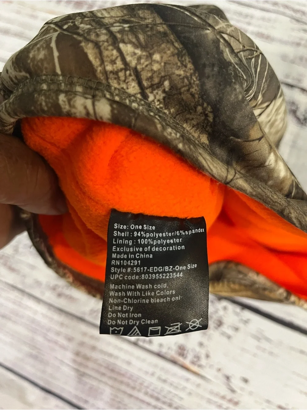 Huntworth Performance Men’sReversible Camo/Orange Fleece Balaclava RealTree Edge